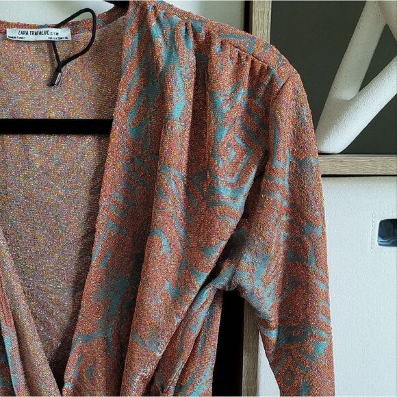 Zara Trafulac shimmer wrap top Size S - Picture 4 of 12